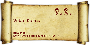 Vrba Karsa névjegykártya